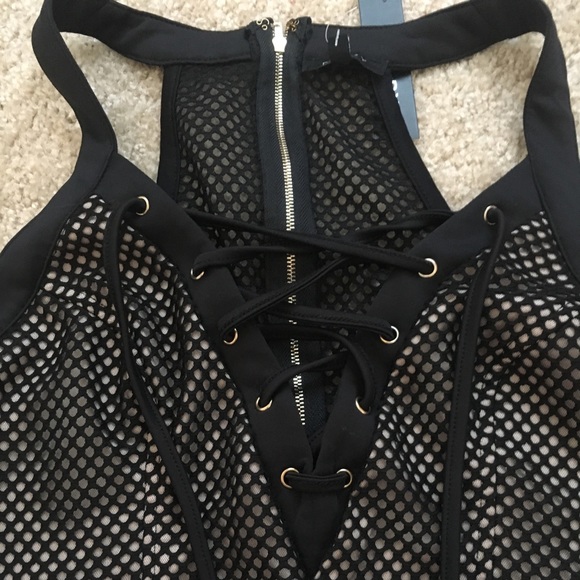 Fetish top, festival, rave by Entry wmesh inlay Lace crop top, super sexy, mesh - Picture 5 of 5